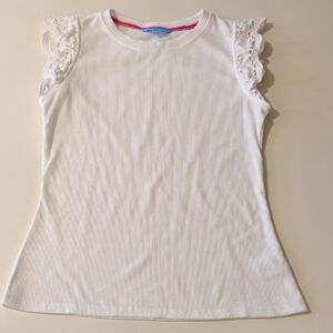 Draper James White Lace Sleeve Tee Size XS
